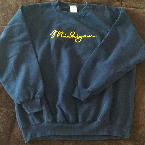 University of Michigan Sweatshirt Navy Blue Maize XL Unisex - Picture 2 of 4